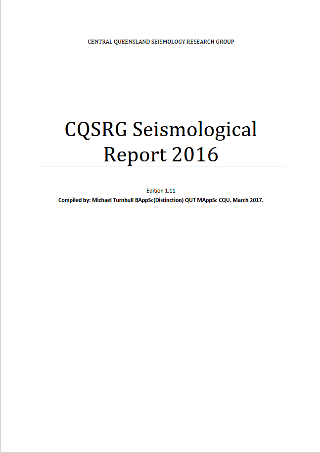 CQSRG Seismological Report 2016